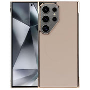 For Samsung Galaxy S24 Ultra 5G Electroplating Frameless Frosted Anti-Glare PC MagSafe Phone Case(Desert Gold)