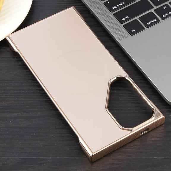 For Samsung Galaxy S24 Ultra 5G Electroplating Frameless Frosted Anti-Glare PC MagSafe Phone Case(Desert Gold)
