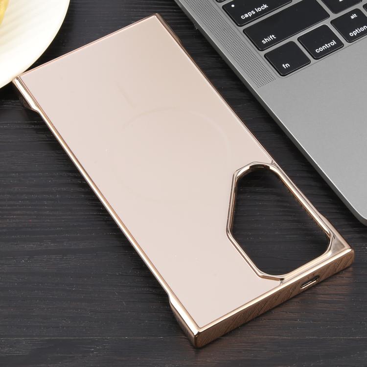 For Samsung Galaxy S24 Ultra 5G Electroplating Frameless Frosted Anti-Glare PC MagSafe Phone Case(Desert Gold)