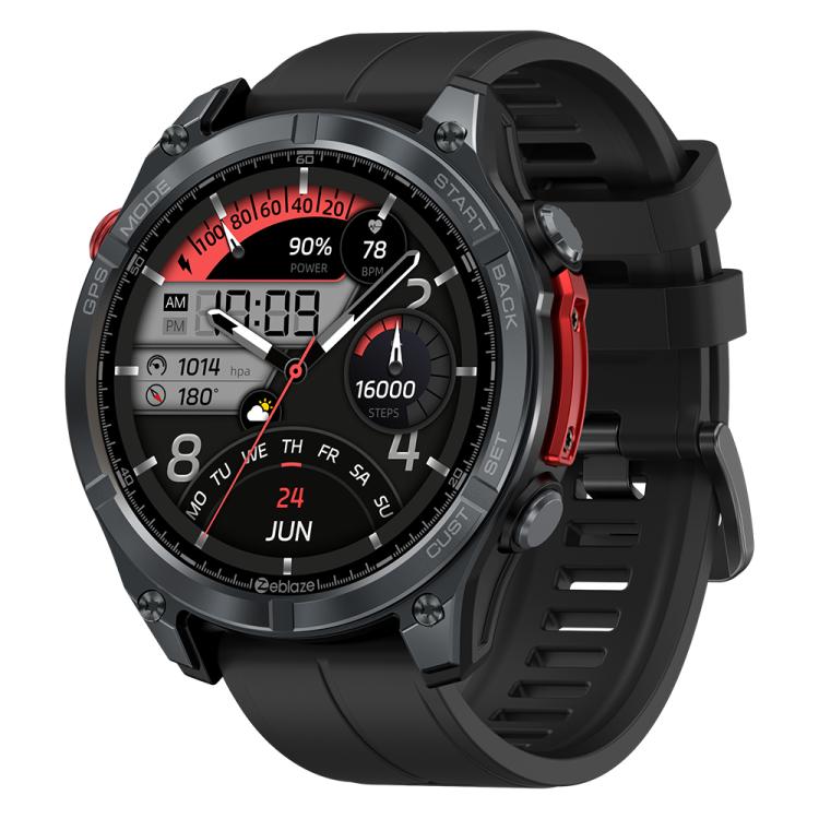 Zeblaze Stratos 4 Rugged Outdoor GPS Smart Watch 1.43 inch Screen 5 ATM & IP69K(Black) - free shipping - PMC TechLife - Order now!