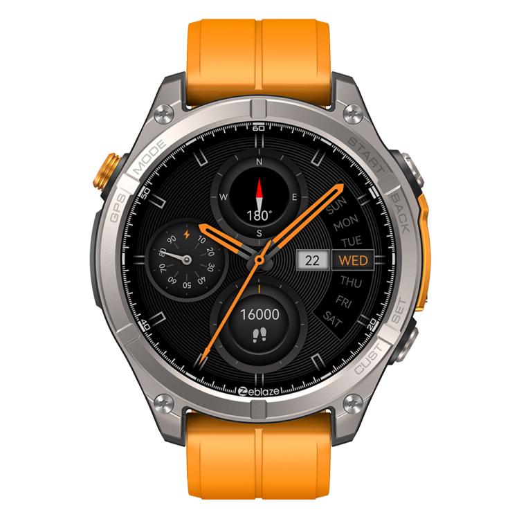 Zeblaze Stratos 4 Rugged Outdoor GPS Smart Watch 1.43 inch Screen 5 ATM & IP69K(Orange)