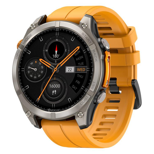 Zeblaze Stratos 4 Rugged Outdoor GPS Smart Watch 1.43 inch Screen 5 ATM & IP69K(Orange)