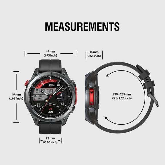 Zeblaze Stratos 4 Rugged Outdoor GPS Smart Watch 1.43 inch Screen 5 ATM & IP69K(Black)