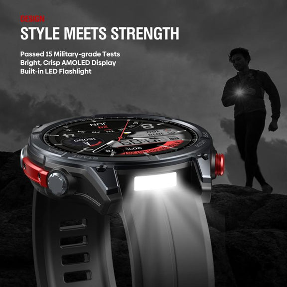 Zeblaze Stratos 4 Rugged Outdoor GPS Smart Watch 1.43 inch Screen 5 ATM & IP69K(Black)