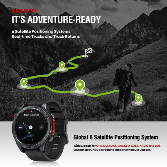 Zeblaze Stratos 4 Rugged Outdoor GPS Smart Watch 1.43 inch Screen 5 ATM & IP69K(Orange)