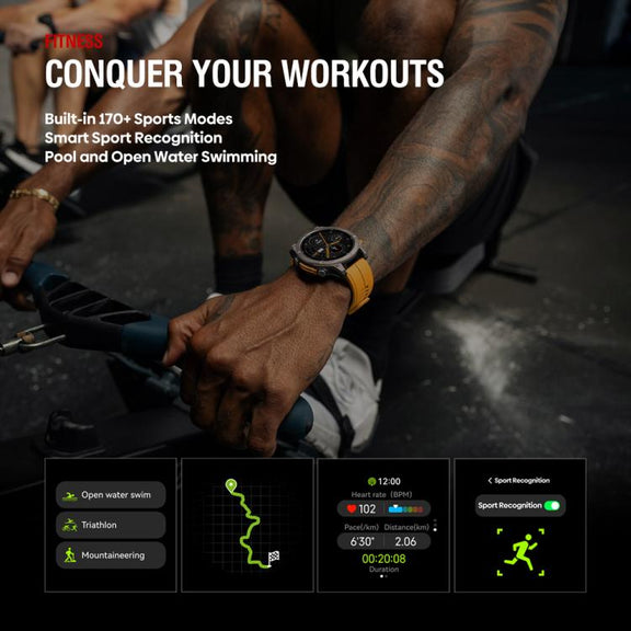Zeblaze Stratos 4 Rugged Outdoor GPS Smart Watch 1.43 inch Screen 5 ATM & IP69K(Black)
