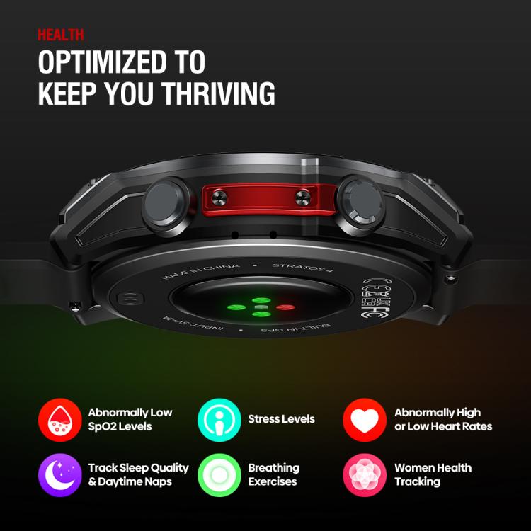 Zeblaze Stratos 4 Rugged Outdoor GPS Smart Watch 1.43 inch Screen 5 ATM & IP69K(Black) - free shipping - PMC TechLife - Order now!