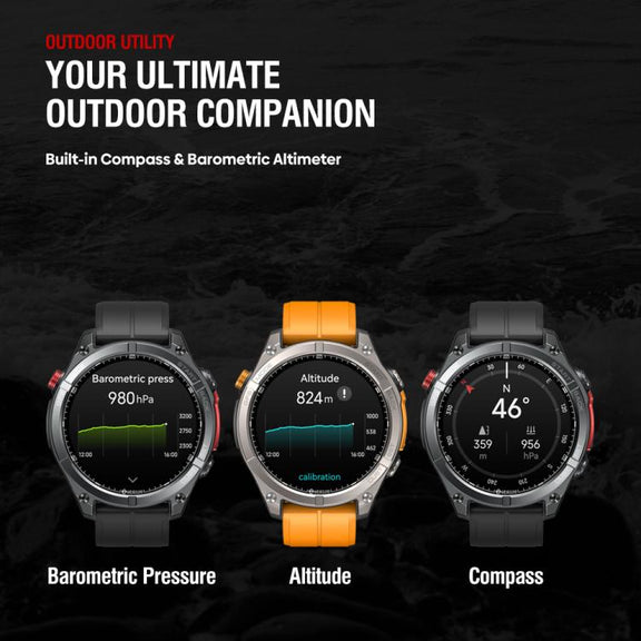 Zeblaze Stratos 4 Rugged Outdoor GPS Smart Watch 1.43 inch Screen 5 ATM & IP69K(Black)