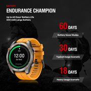 Zeblaze Stratos 4 Rugged Outdoor GPS Smart Watch 1.43 inch Screen 5 ATM & IP69K(Orange)