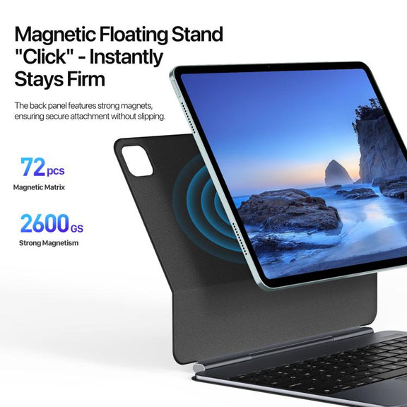 For iPad Air 13 2025 / iPad Pro 12.9 2022 DUX DUCIS MK Pro Series Floating Magnetic Keyboard Tablet Leather Case(Black)