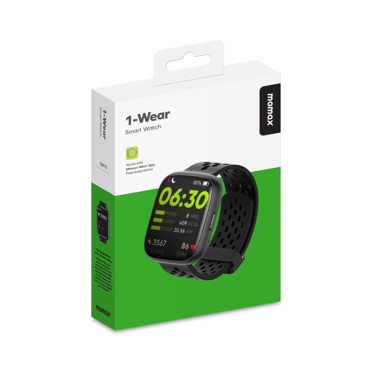 MOMAX SW1S 1.83 inch Screen IP68 Waterproof Smart Sports Watch(Black) - free shipping - PMC TechLife - Order now!