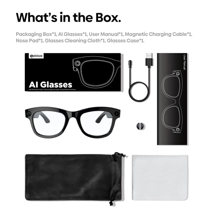 Zeblaze Eyewear AI Shooting Glasses Open-ear Audio AI Assistance(Transparent Lenses)