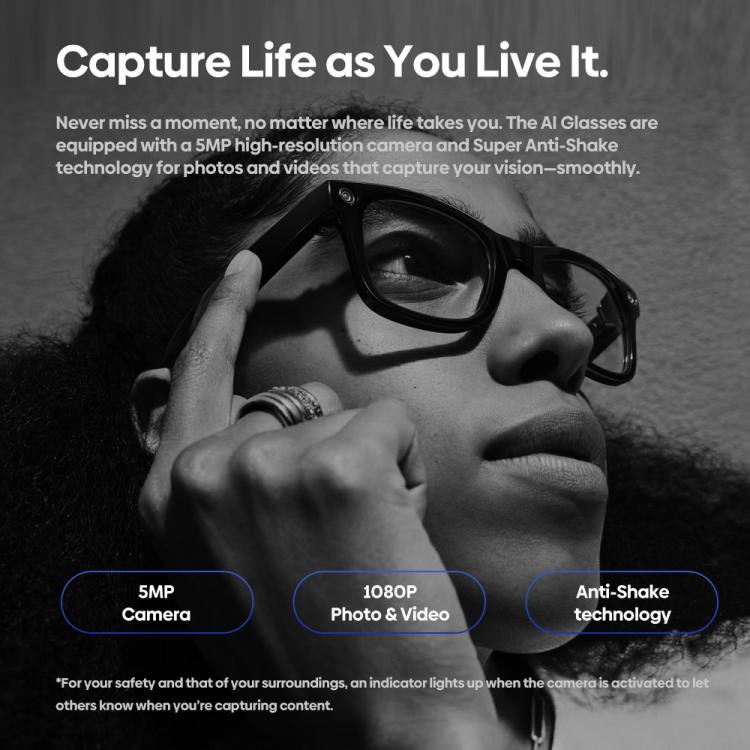 Zeblaze Eyewear AI Shooting Glasses Open-ear Audio AI Assistance(Transparent Lenses)