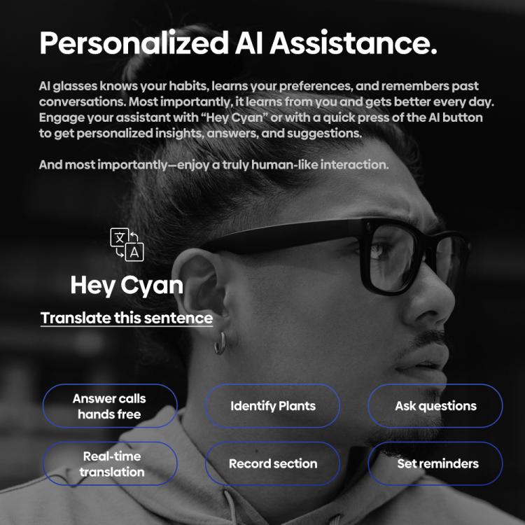 Zeblaze Eyewear AI Shooting Glasses Open-ear Audio AI Assistance(Transparent Lenses)