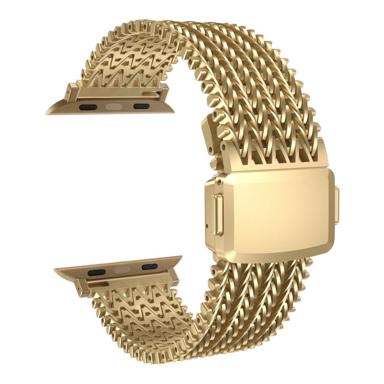 For Apple Watch 46mm / 49mm / 45mm / 44mm Mesh Magnetic Stainless Steel Watch Band(Gold) - free shipping - PMC TechLife - Order now!