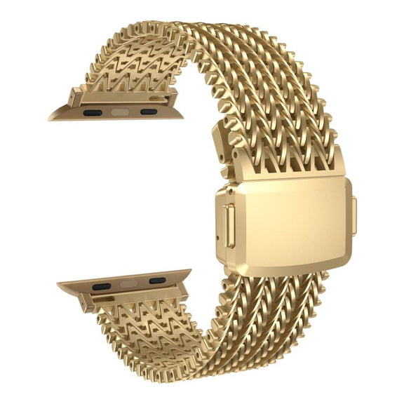 For Apple Watch 42mm / 41mm / 40mm / 38mm Mesh Magnetic Stainless Steel Watch Band(Gold)