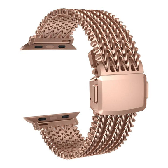 For Apple Watch 42mm / 41mm / 40mm / 38mm Mesh Magnetic Stainless Steel Watch Band(Rose Gold)
