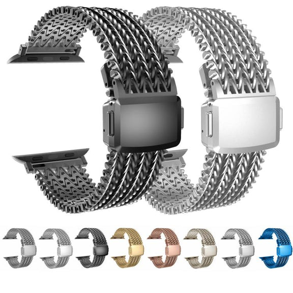For Apple Watch 46mm / 49mm / 45mm / 44mm Mesh Magnetic Stainless Steel Watch Band(Gold)