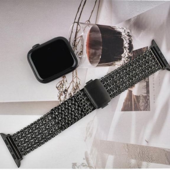 For Apple Watch 46mm / 49mm / 45mm / 44mm Mesh Magnetic Stainless Steel Watch Band(Gold)