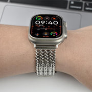 For Apple Watch 46mm / 49mm / 45mm / 44mm Mesh Magnetic Stainless Steel Watch Band(Gold)