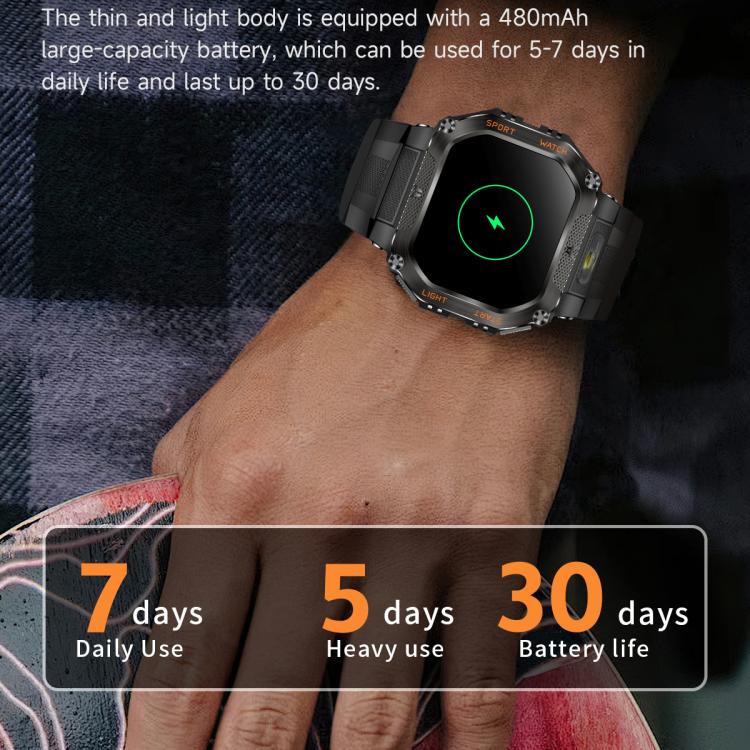 HT34 1.75 inch IPS Screen 3ATM Outdoor Sports BT Smart Watch(Black)
