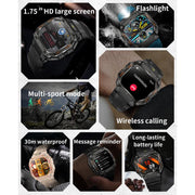 HT34 1.75 inch IPS Screen 3ATM Outdoor Sports BT Smart Watch(Black)