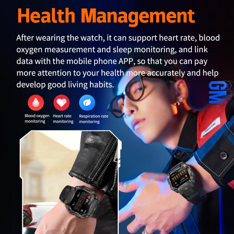 HT34 1.75 inch IPS Screen 3ATM Outdoor Sports BT Smart Watch(Black)
