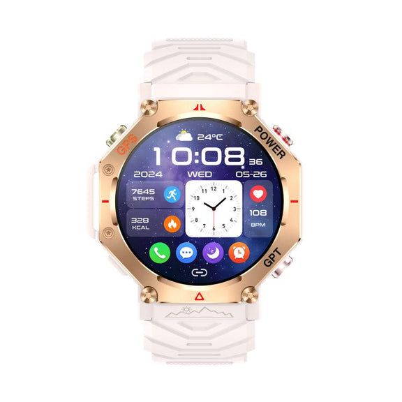 KC91 1.39 inch IPS Screen 3ATM Outdoor GPS Smart Watch with Flashlight(Pink)