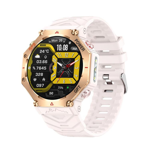 KC91 1.39 inch IPS Screen 3ATM Outdoor GPS Smart Watch with Flashlight(Pink)