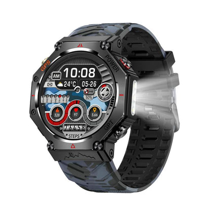 KC91 1.39 inch IPS Screen 3ATM Outdoor GPS Smart Watch with Flashlight(Camouflage) - Smart Watches by PMC Jewellery | Online Shopping South Africa | PMC Jewellery | Buy Now Pay Later Mobicred