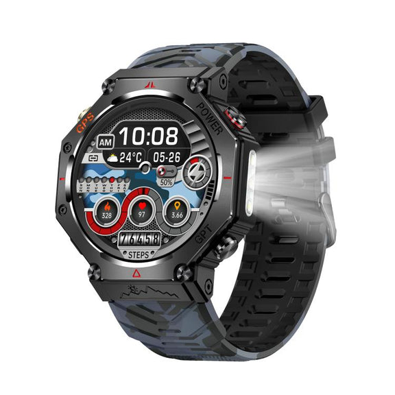 KC91 1.39 inch IPS Screen 3ATM Outdoor GPS Smart Watch with Flashlight(Camouflage)