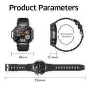 KC91 1.39 inch IPS Screen 3ATM Outdoor GPS Smart Watch with Flashlight(Black)