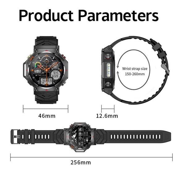 KC91 1.39 inch IPS Screen 3ATM Outdoor GPS Smart Watch with Flashlight(Camouflage)