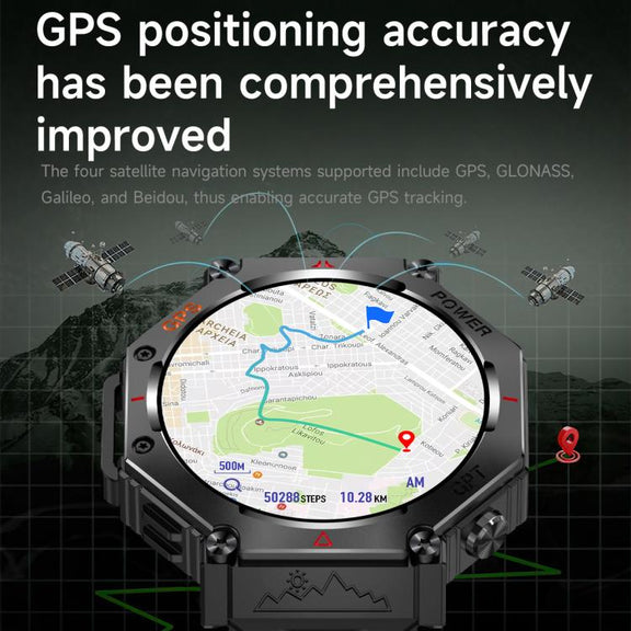 KC91 1.39 inch IPS Screen 3ATM Outdoor GPS Smart Watch with Flashlight(Camouflage)
