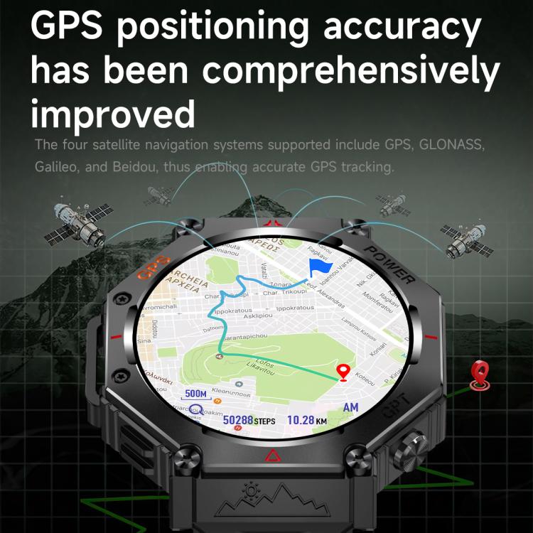 KC91 1.39 inch IPS Screen 3ATM Outdoor GPS Smart Watch with Flashlight(Camouflage)