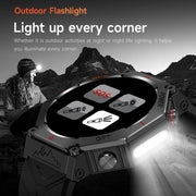 KC91 1.39 inch IPS Screen 3ATM Outdoor GPS Smart Watch with Flashlight(Black)