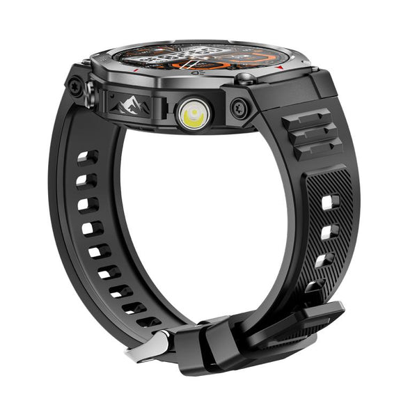 KT85 1.43 inch Screen 5ATM Outdoor Sports Smart Watch with Strong Flashlight(Black)