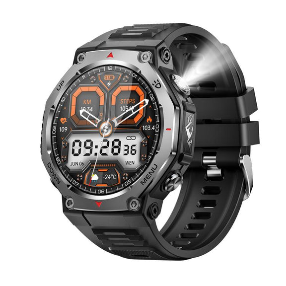KT85 1.43 inch Screen 5ATM Outdoor Sports Smart Watch with Strong Flashlight(Black)