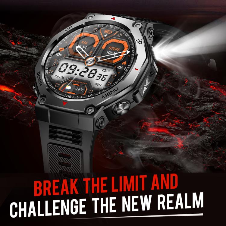 KT85 1.43 inch Screen 5ATM Outdoor Sports Smart Watch with Strong Flashlight(Black) - Smart Watches by PMC TechLife | Online Shopping South Africa | PMC TechLife | Buy Now Pay Later Mobicred