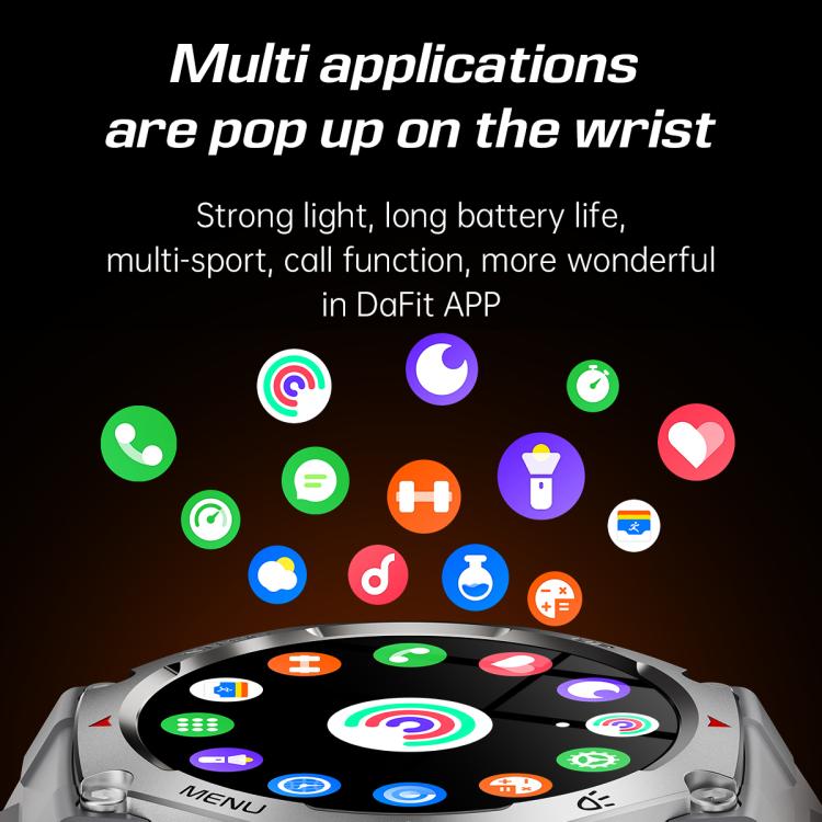 KT85 1.43 inch Screen 5ATM Outdoor Sports Smart Watch with Strong Flashlight(Black)