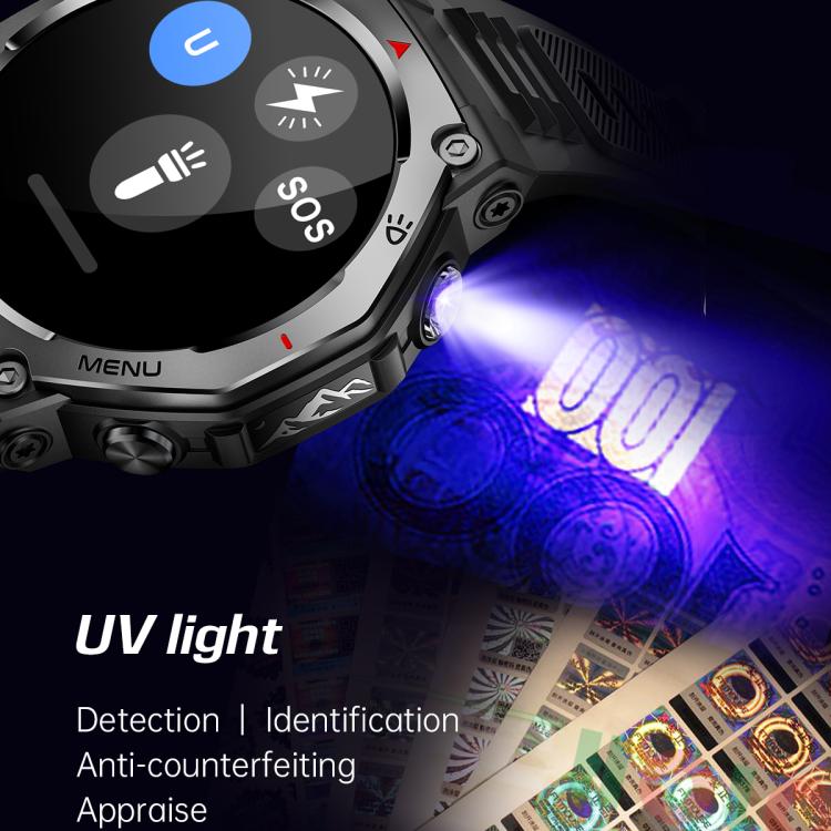 KT85 1.43 inch Screen 5ATM Outdoor Sports Smart Watch with Strong Flashlight(Grey)