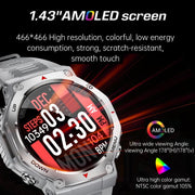 KT85 1.43 inch Screen 5ATM Outdoor Sports Smart Watch with Strong Flashlight(Grey)