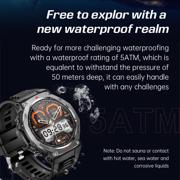 KT85 1.43 inch Screen 5ATM Outdoor Sports Smart Watch with Strong Flashlight(Black) - Smart Watches by PMC TechLife | Online Shopping South Africa | PMC TechLife | Buy Now Pay Later Mobicred