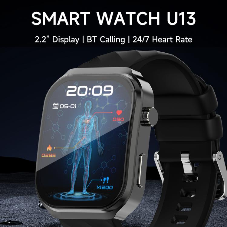 U13 2.2 inch IPS Curved Screen Smart Watch Supports BT Call(Gold)