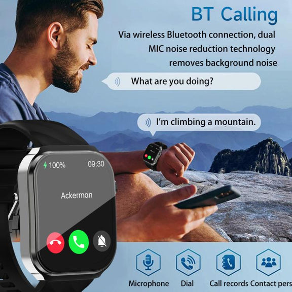 U13 2.2 inch IPS Curved Screen Smart Watch Supports BT Call(Black)