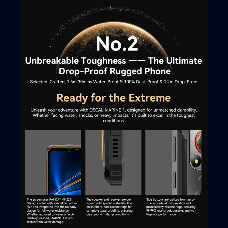 Blackview Oscal Marine 1, 4GB+128GB, 6.56 inch Android 15 Unisoc UMS9230E T615 Octa Core, Network: 4G, OTG, NFC(Orange) - free shipping - PMC TechLife - Order now!