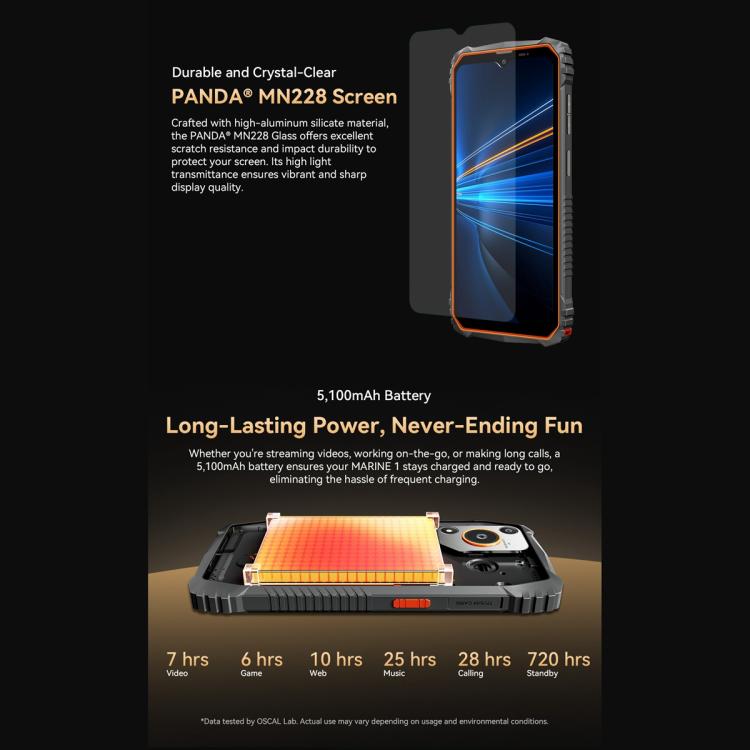 Blackview Oscal Marine 1, 4GB+128GB, 6.56 inch Android 15 Unisoc UMS9230E T615 Octa Core, Network: 4G, OTG, NFC(Black)