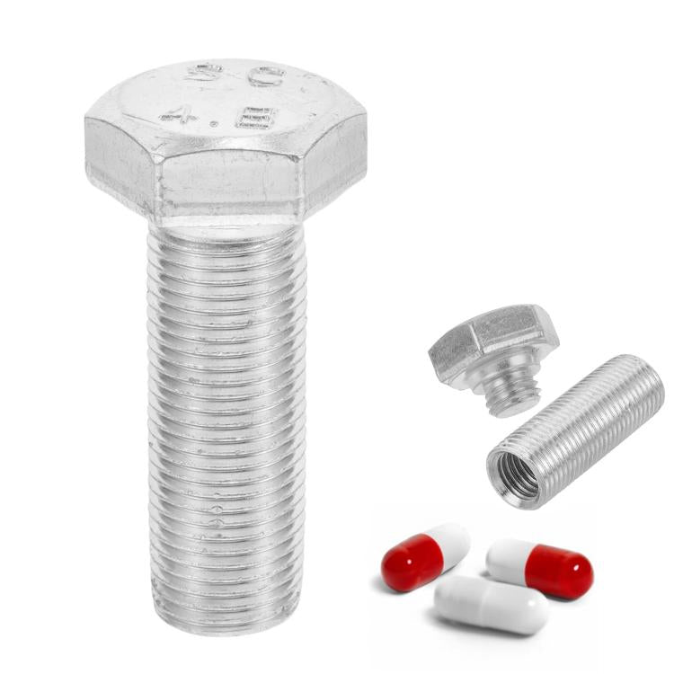 Portable Hexagonal Screw Medicine Storage Tank Pill Storage Box(Silver) - free shipping - PMC TechLife - Order now!