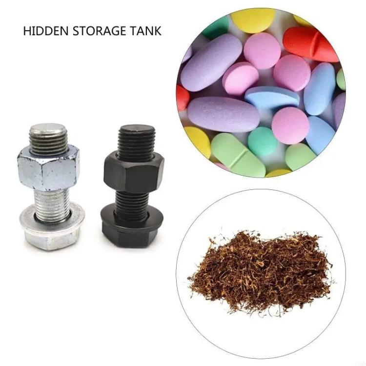 Hexagonal Washer Metal Screw Medicine Storage Tank Travel Capsule Pill Storage Box(Black) - free shipping - PMC TechLife - Order now!