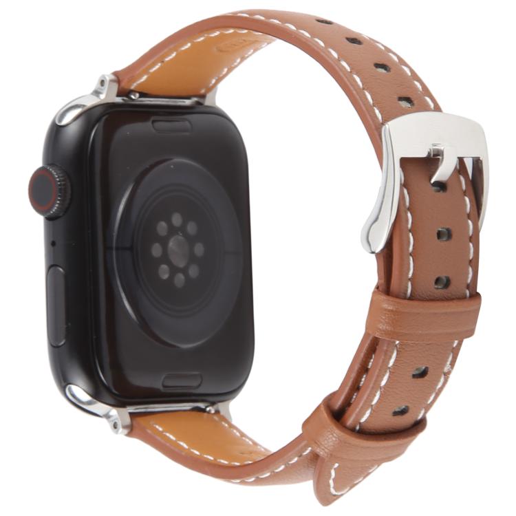 For Apple Watch 42mm / 41mm / 40mm / 38mm Silk Microfiber Leather Watch Band(Brown)